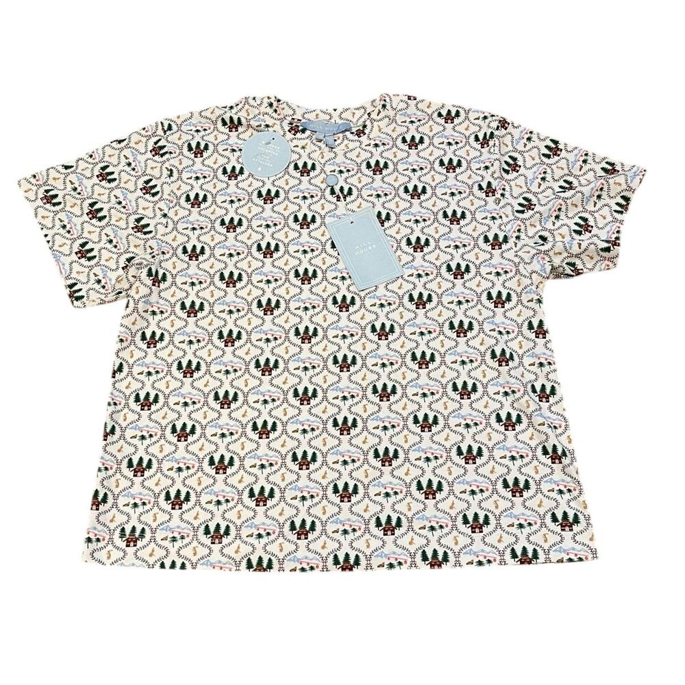 NWT Hill House Womens Ski Chalet Short Sleeved Charlotte Sleep Tee Size XS - Picture 1 of 8